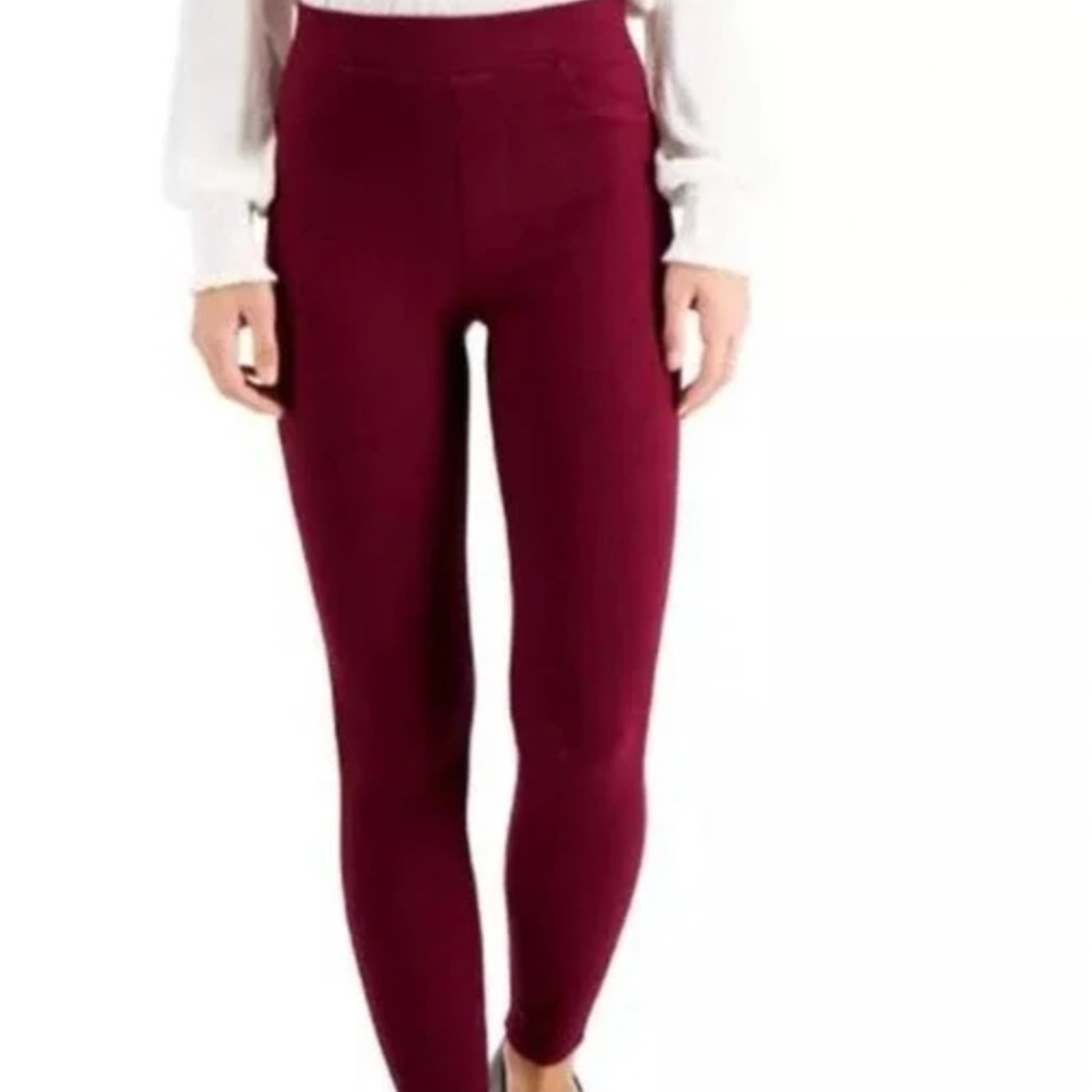 Anthropologie Sanctuary Ribbed Burgundy Runway Leggings Small Back Pockets